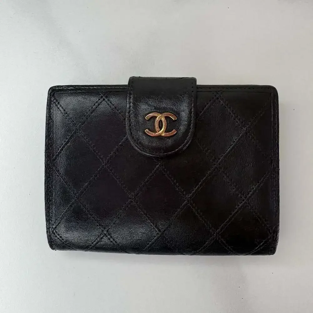 Chanel Vintage Quilted Lambskin Compact French Purse Wallet